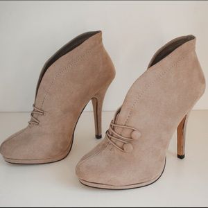 Beige Suede Booties